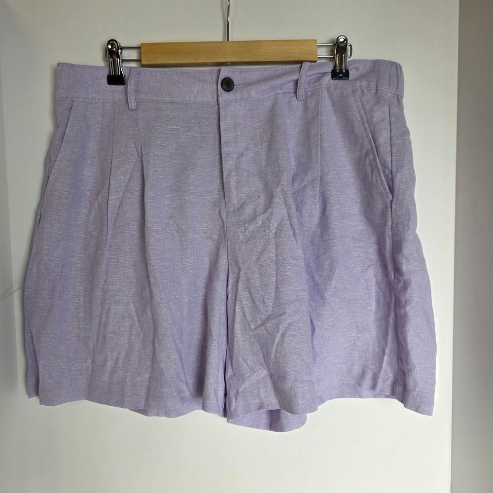 Liz Claiborne Womens Linen Blend Mid-Rise Shorts Lilac Purple Size 14 NWT NEW